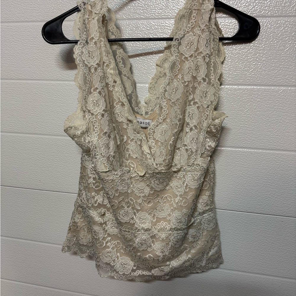 George Beige Lace Detail Top